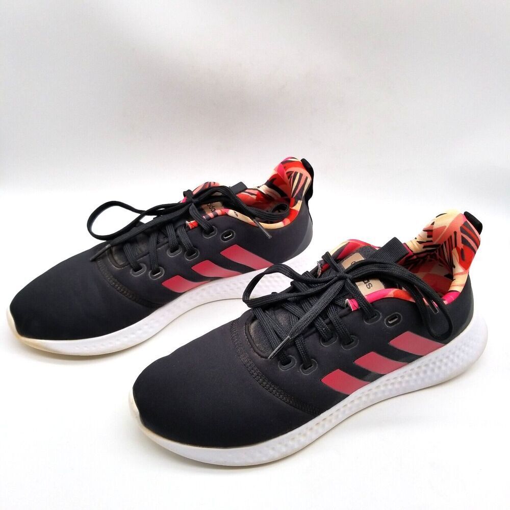 adidas Women Puremotion Black Power Pink Running Shoes 10 Black Low Top Sneakers